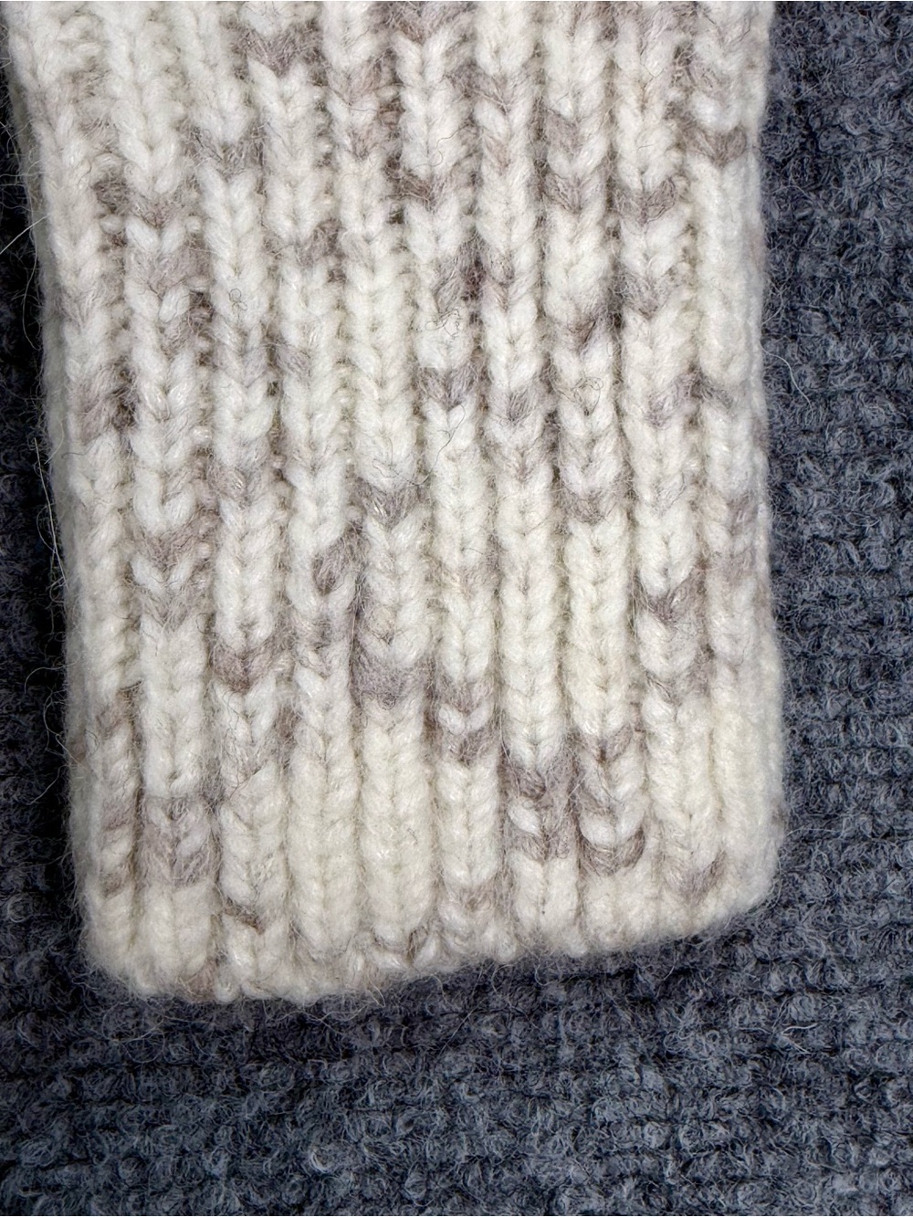 Madewell Chunky Wool Blend Knit Cardigan in Cream and Tan Heather - Picture 7 of 11